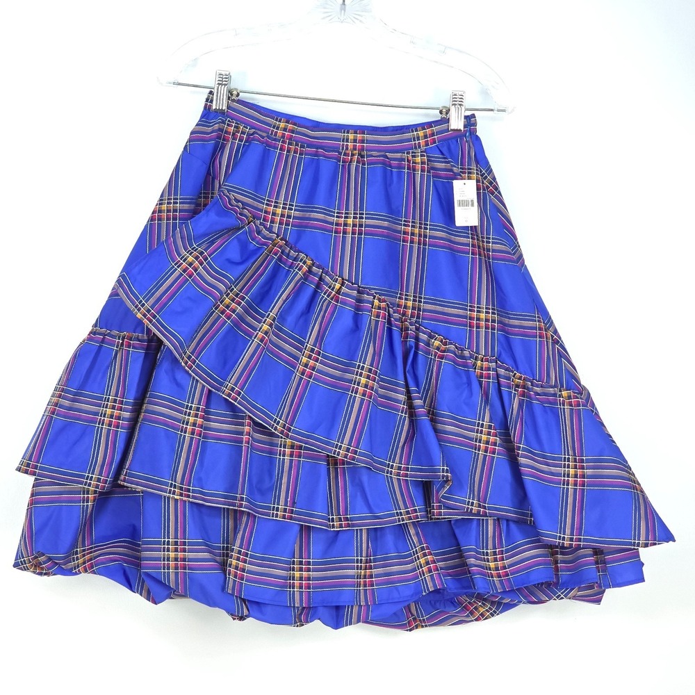 Maeve By Anthropologie Tiered Plaid Maxi Skirt Womens 0 Whimsigoth A Line Preppy